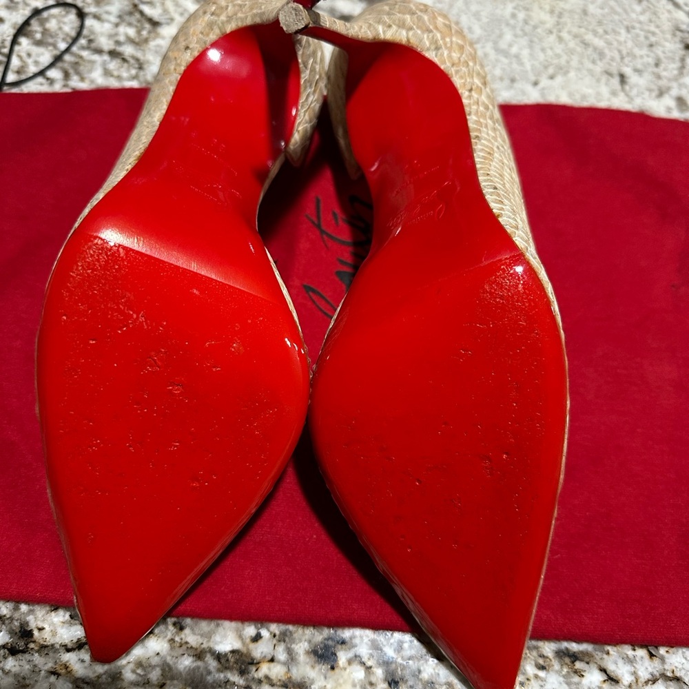 Christian Louboutin Iriza Shoes - Cream Stiletto Heels - Picture 3 of 7